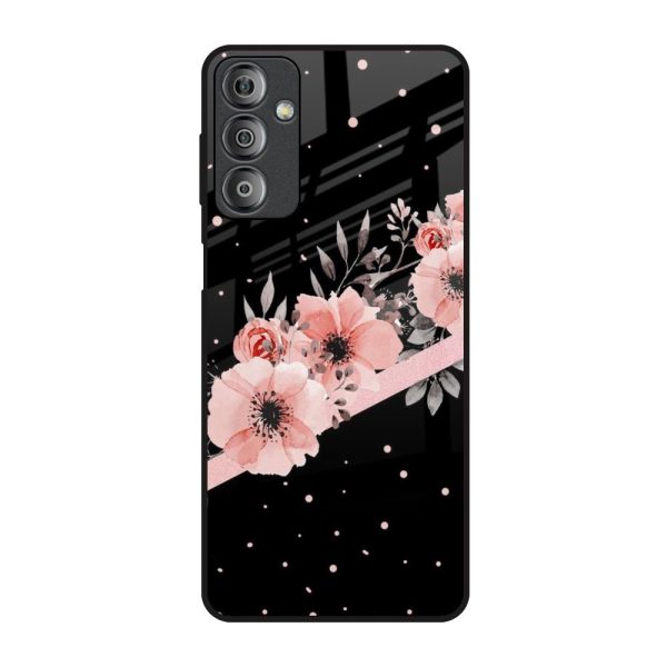 Floral Black Band Glass Case For Samsung Galaxy F23 5G Discount