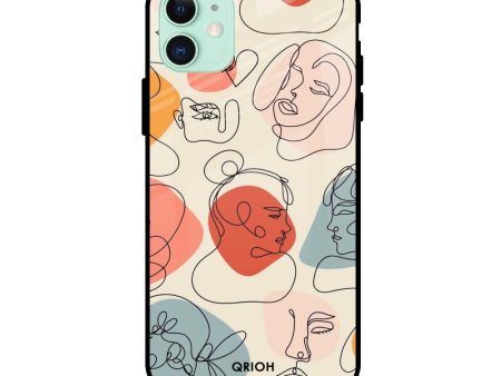 Abstract Faces Glass Case for Apple iPhone 11 Online Sale