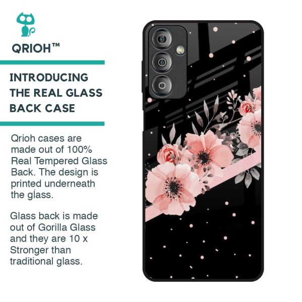 Floral Black Band Glass Case For Samsung Galaxy F23 5G Discount