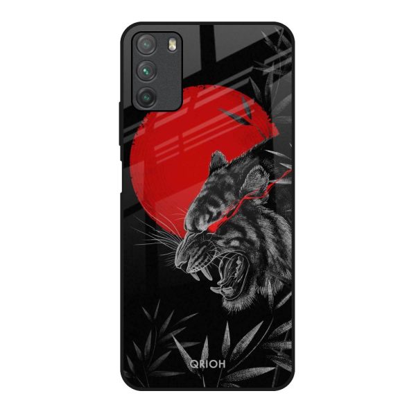 Red Moon Tiger Glass Case for Poco M3 Sale